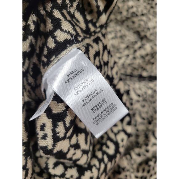 Calvin Klein Sweater Women Large Brown Leopard Print Cowl Neck Pullover - Picture 3 of 3